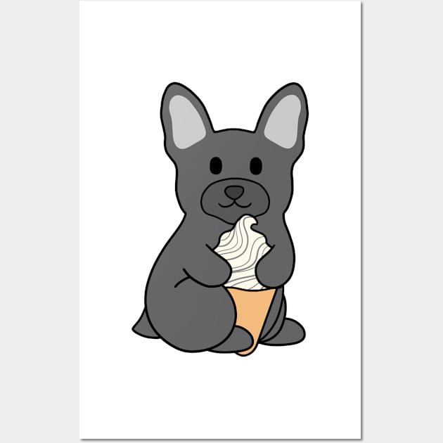 Black French Bulldog Ice Cream Wall Art by BiscuitSnack